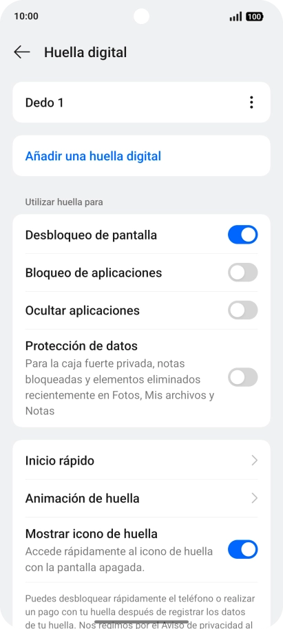 Pulsa los indicadores para activar o desactivar los ajustes deseados. Pulsa los indicadores para activar o desactivar los ajustes deseados.