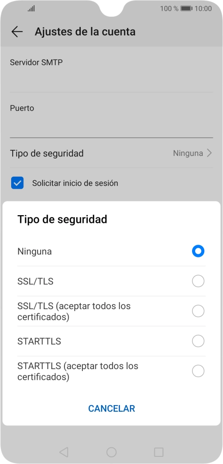 Pulsa Ninguna para desactivar la función.
