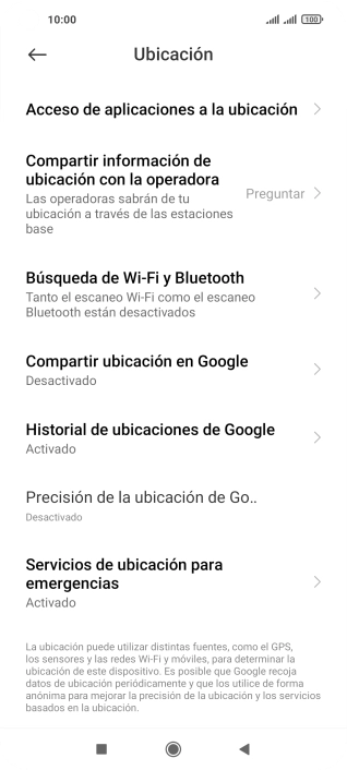 Pulsa Precisión de la ubicación de Go... Pulsa Precisión de la ubicación de Go...