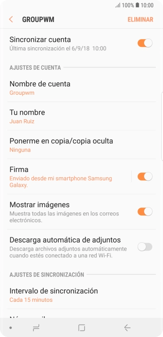 Pulsa Nombre de cuenta. Pulsa Nombre de cuenta.