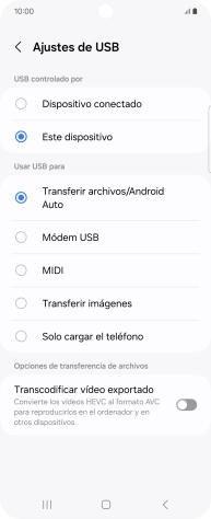 Pulsa Transferir archivos/Android Auto. Pulsa Transferir archivos/Android Auto.