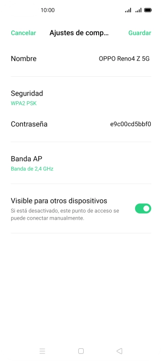 Pulsa Nombre e introduce el nombre deseado de la conexión wifi. Pulsa Nombre e introduce el nombre deseado de la conexión wifi.