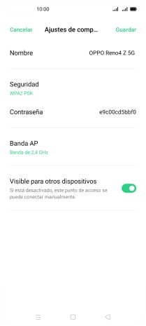 Pulsa Nombre e introduce el nombre deseado de la conexión wifi. Pulsa Nombre e introduce el nombre deseado de la conexión wifi.