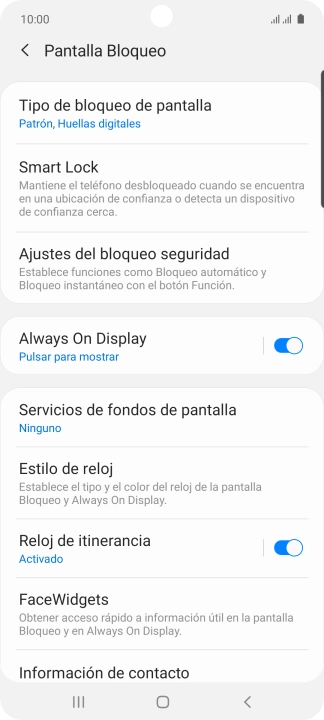 Pulsa Tipo de bloqueo de pantalla e introduce un código de seguridad adicional. Pulsa Tipo de bloqueo de pantalla e introduce un código de seguridad adicional.