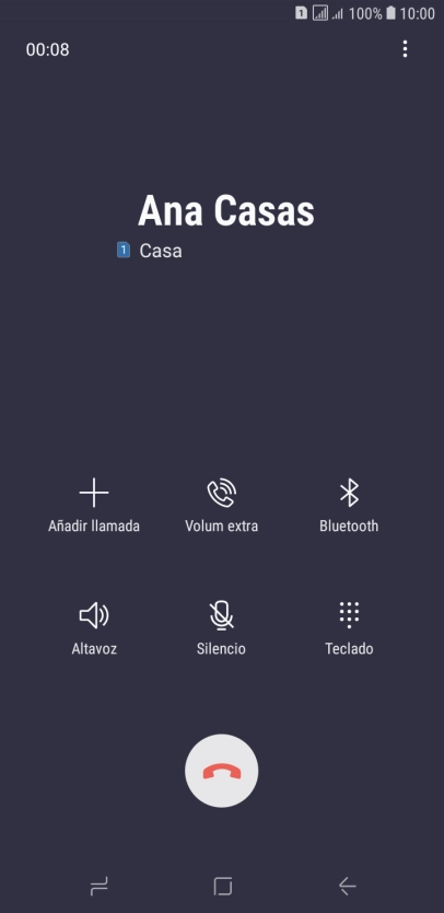 Pulsa el icono de finalizar llamada. Pulsa el icono de finalizar llamada.