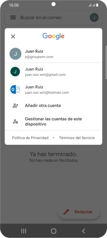 Pulsa la cuenta de correo electrónico deseada. Pulsa la cuenta de correo electrónico deseada.