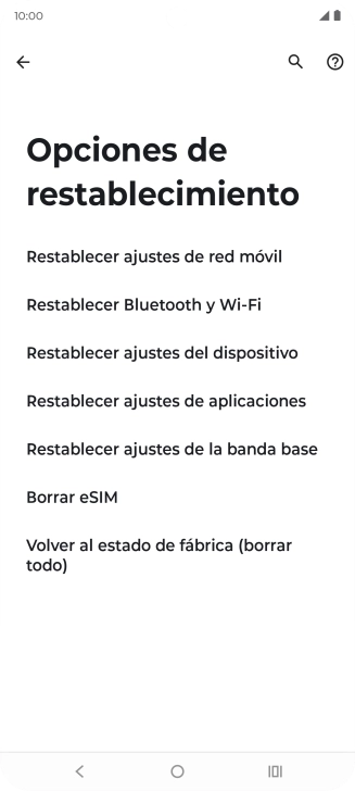 Pulsa Restablecer ajustes de red móvil. Pulsa Restablecer ajustes de red móvil.