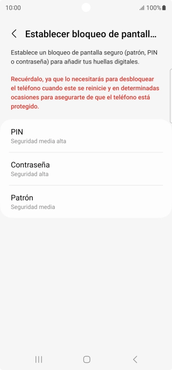 Pulsa el código de seguridad deseado y sigue las indicaciones de la pantalla para crear un código de seguridad del teléfono adicional. Pulsa el código de seguridad deseado y sigue las indicaciones de la pantalla para crear un código de seguridad del teléfono adicional.