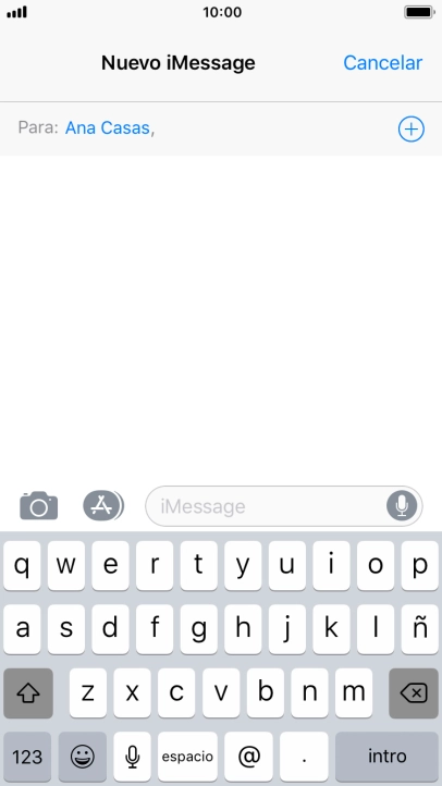 Si el destinatario puede recibir iMessages, aparecerá el texto iMessage en el campo de escritura. Si el destinatario puede recibir iMessages, aparecerá el texto iMessage en el campo de escritura.