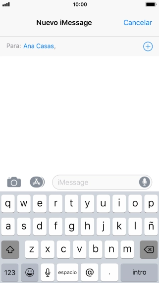 Si el destinatario puede recibir iMessages, aparecerá el texto iMessage en el campo de escritura. Si el destinatario puede recibir iMessages, aparecerá el texto iMessage en el campo de escritura.