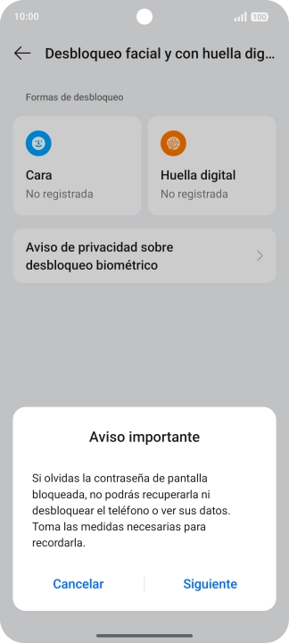 Pulsa Siguiente y sigue las indicaciones de la pantalla para crear un código de seguridad del teléfono adicional. Pulsa Siguiente y sigue las indicaciones de la pantalla para crear un código de seguridad del teléfono adicional.