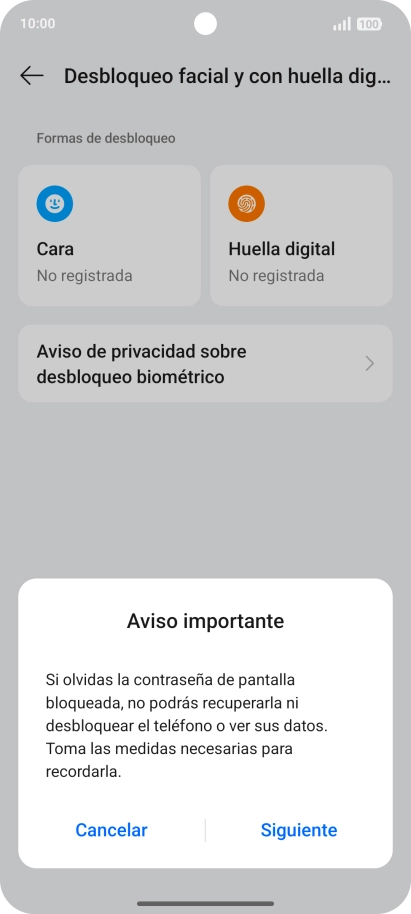 Pulsa Siguiente y sigue las indicaciones de la pantalla para crear un código de seguridad del teléfono adicional. Pulsa Siguiente y sigue las indicaciones de la pantalla para crear un código de seguridad del teléfono adicional.