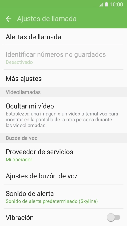 Pulsa Ajustes de buzón de voz.