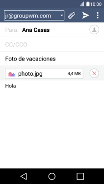 Pulsa el icono de envío cuando termines de escribir el correo electrónico. Pulsa el icono de envío cuando termines de escribir el correo electrónico.