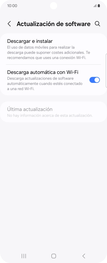 Pulsa Descargar e instalar. Si hay una versión de software nueva disponible, aparecerá ahora en la pantalla. Sigue las indicaciones de la pantalla para actualizar el software del teléfono. Pulsa Descargar e instalar. Si hay una versión de software nueva disponible, aparecerá ahora en la pantalla. Sigue las indicaciones de la pantalla para actualizar el software del teléfono.