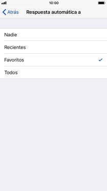 Pulsa el ajuste deseado para seleccionar qué contactos deben recibir un mensaje automático indicando que la función de Pulsa el ajuste deseado para seleccionar qué contactos deben recibir un mensaje automático indicando que la función de