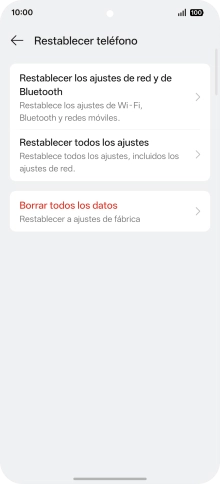 Pulsa Restablecer los ajustes de red y de Bluetooth.