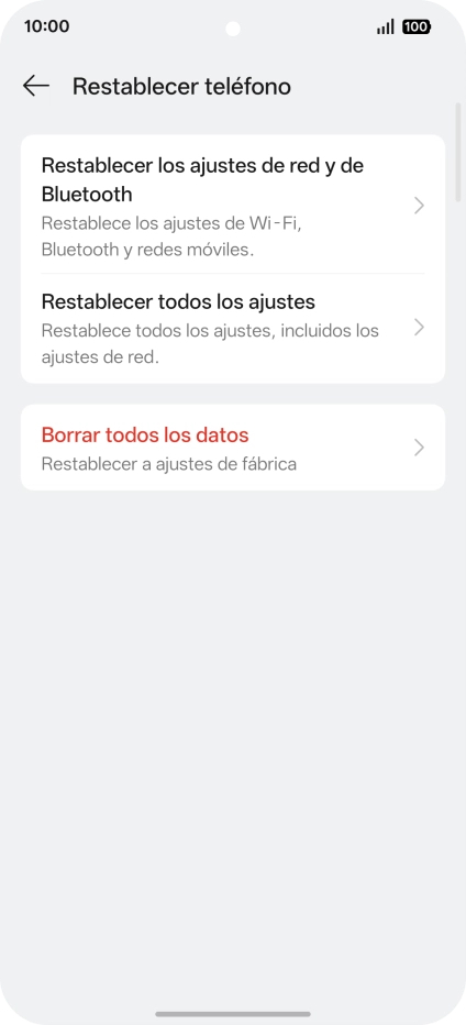 Pulsa Restablecer los ajustes de red y de Bluetooth.