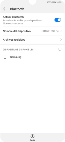 Pulsa el dispositivo Bluetooth deseado y sigue las indicaciones de la pantalla para vincular el dispositivo al teléfono. Pulsa el dispositivo Bluetooth deseado y sigue las indicaciones de la pantalla para vincular el dispositivo al teléfono.