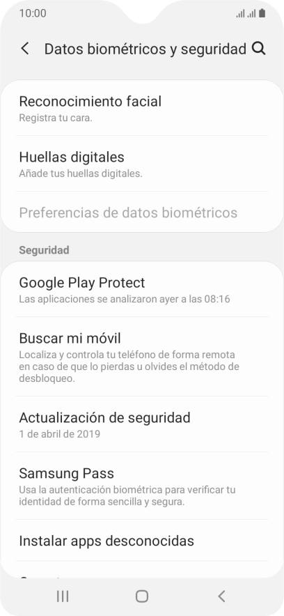 Pulsa Huellas digitales.