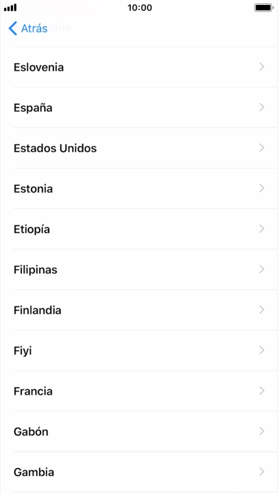 Pulsa el país o el área deseados.