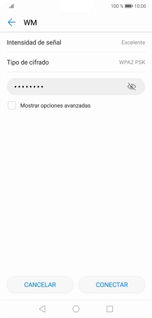 Introduce la contraseña de la red wifi y pulsa CONECTAR. Introduce la contraseña de la red wifi y pulsa CONECTAR.