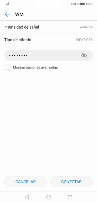 Introduce la contraseña de la red wifi y pulsa CONECTAR. Introduce la contraseña de la red wifi y pulsa CONECTAR.