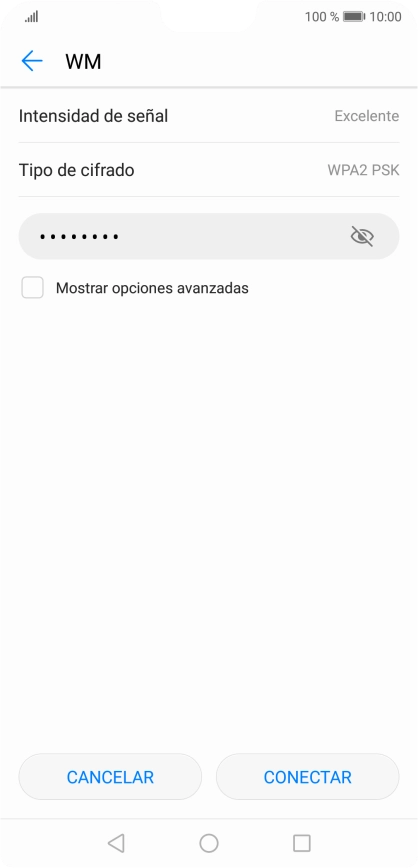 Introduce la contraseña de la red wifi y pulsa CONECTAR. Introduce la contraseña de la red wifi y pulsa CONECTAR.
