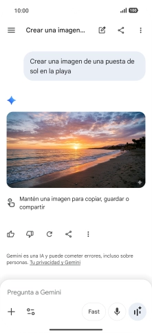 También puedes pedir a Gemini que genere una fotografía partiendo de tu descripción. También puedes pedir a Gemini que genere una fotografía partiendo de tu descripción.