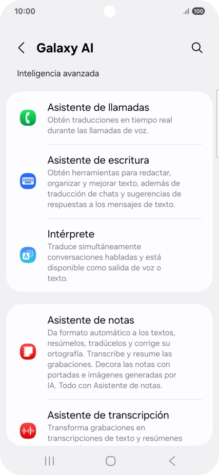 En la pantalla aparecen ahora más ejemplos de cómo puedes utilizar Galaxy AI. En la pantalla aparecen ahora más ejemplos de cómo puedes utilizar Galaxy AI.