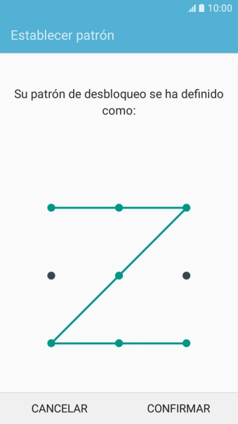 Vuelve a introducir el código de seguridad seleccionado y pulsa CONFIRMAR. Vuelve a introducir el código de seguridad seleccionado y pulsa CONFIRMAR.