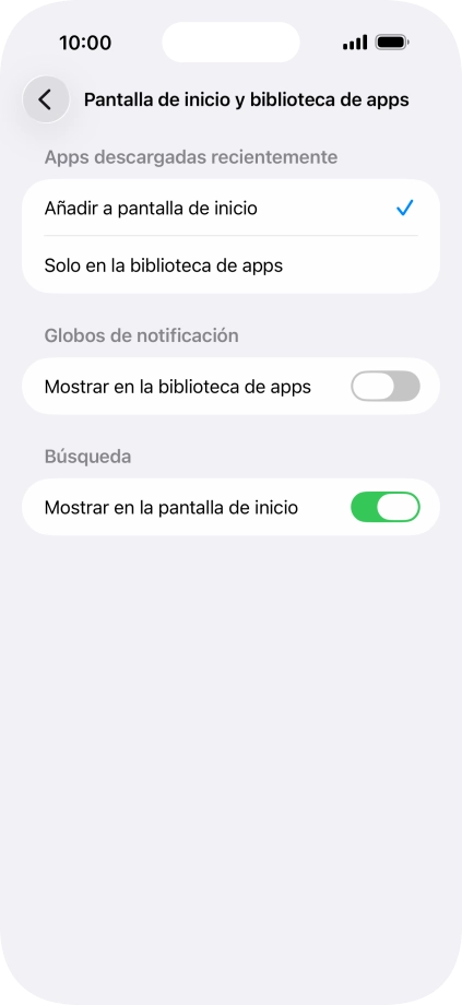 Para añadir nuevas apps descargadas a la pantalla de inicio y a la biblioteca de apps, pulsa Añadir a pantalla de inicio. Para añadir nuevas apps descargadas a la pantalla de inicio y a la biblioteca de apps, pulsa Añadir a pantalla de inicio.