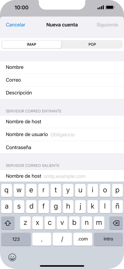 Pulsa Nombre de usuario e introduce el nombre de usuario de tu cuenta de correo electrónico. Pulsa Nombre de usuario e introduce el nombre de usuario de tu cuenta de correo electrónico.