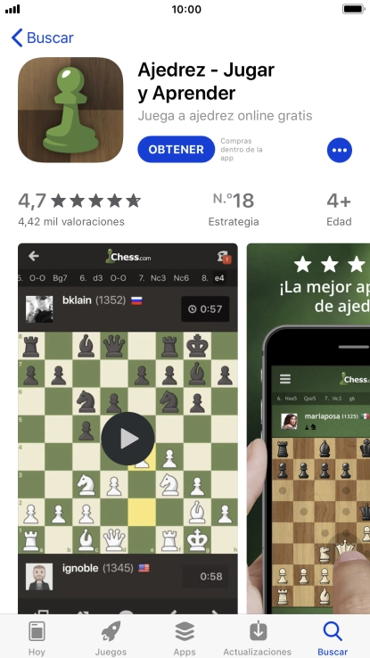 Pulsa OBTENER y sigue las indicaciones de la pantalla para instalar la app. Pulsa OBTENER y sigue las indicaciones de la pantalla para instalar la app.
