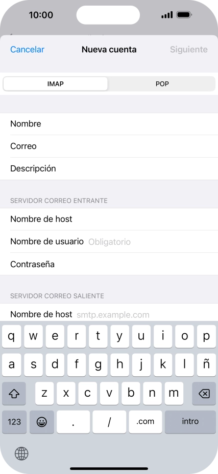 Pulsa Nombre de usuario e introduce el nombre de usuario de tu cuenta de correo electrónico. Pulsa Nombre de usuario e introduce el nombre de usuario de tu cuenta de correo electrónico.