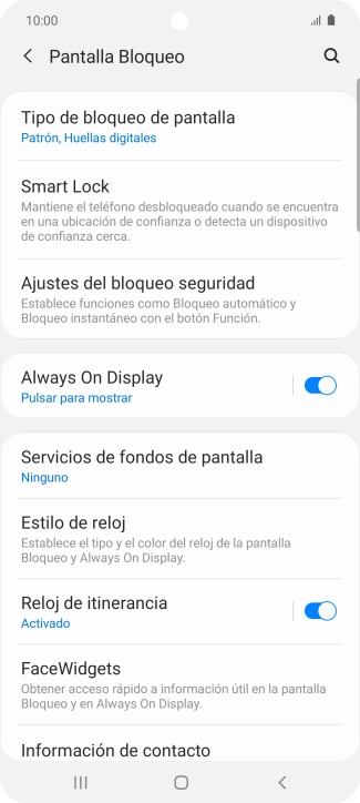 Pulsa Tipo de bloqueo de pantalla e introduce el código de seguridad actual. Pulsa Tipo de bloqueo de pantalla e introduce el código de seguridad actual.