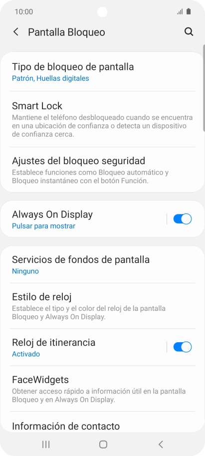 Pulsa Tipo de bloqueo de pantalla e introduce el código de seguridad actual. Pulsa Tipo de bloqueo de pantalla e introduce el código de seguridad actual.