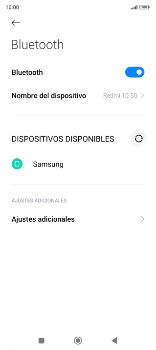 Pulsa el dispositivo Bluetooth deseado y sigue las indicaciones de la pantalla para vincular el dispositivo al teléfono. Pulsa el dispositivo Bluetooth deseado y sigue las indicaciones de la pantalla para vincular el dispositivo al teléfono.