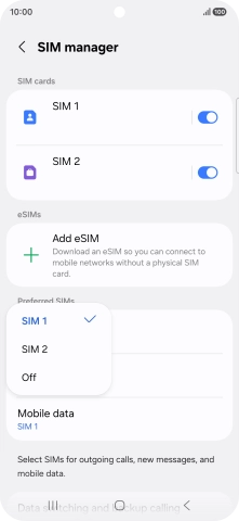 Press the required setting. Press the required setting.