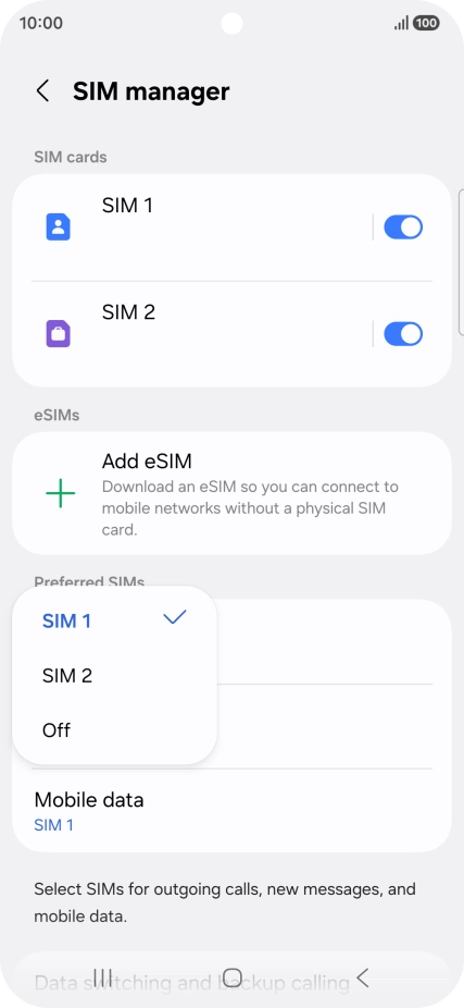 Press the required setting. Press the required setting.