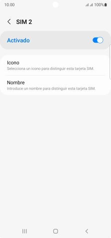 Pulsa el indicador para activar o desactivar el uso de la tarjeta SIM. Pulsa el indicador para activar o desactivar el uso de la tarjeta SIM.