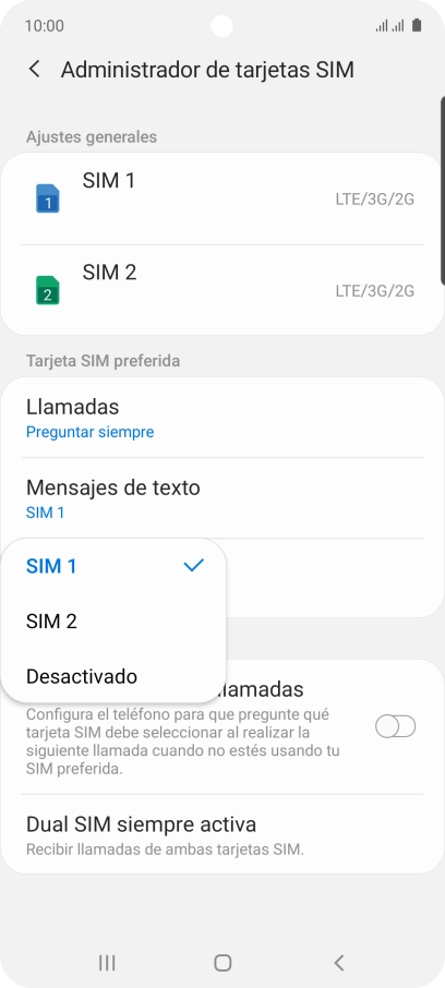 Pulsa el ajuste deseado. Pulsa el ajuste deseado.