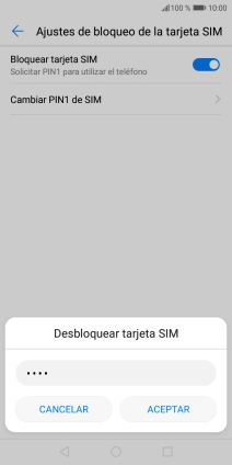 Introduce tu código PIN y pulsa ACEPTAR.