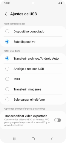 Pulsa Transferir archivos/Android Auto. Pulsa Transferir archivos/Android Auto.