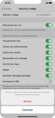 Si activas la función, pulsa Activar. Si activas la función, pulsa Activar.