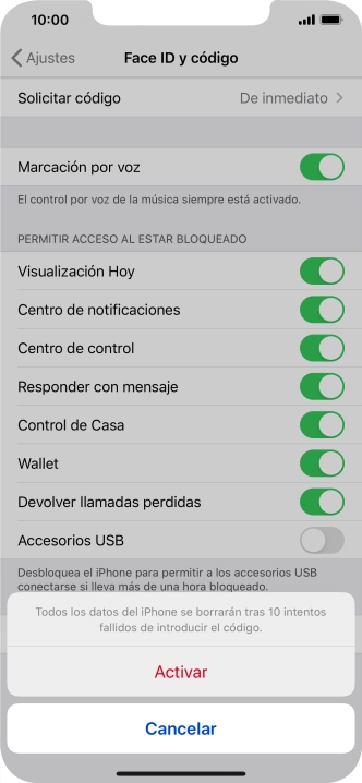Si activas la función, pulsa Activar. Si activas la función, pulsa Activar.
