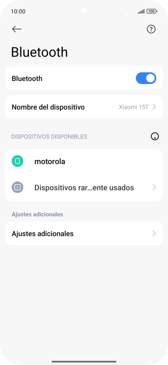 Pulsa el dispositivo Bluetooth deseado y sigue las indicaciones de la pantalla para vincular el dispositivo al teléfono. Pulsa el dispositivo Bluetooth deseado y sigue las indicaciones de la pantalla para vincular el dispositivo al teléfono.