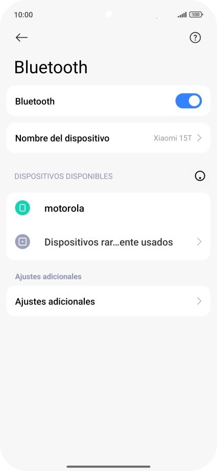 Pulsa el dispositivo Bluetooth deseado y sigue las indicaciones de la pantalla para vincular el dispositivo al teléfono. Pulsa el dispositivo Bluetooth deseado y sigue las indicaciones de la pantalla para vincular el dispositivo al teléfono.