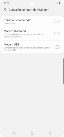 Pulsa Conexión compartida. Pulsa Conexión compartida.