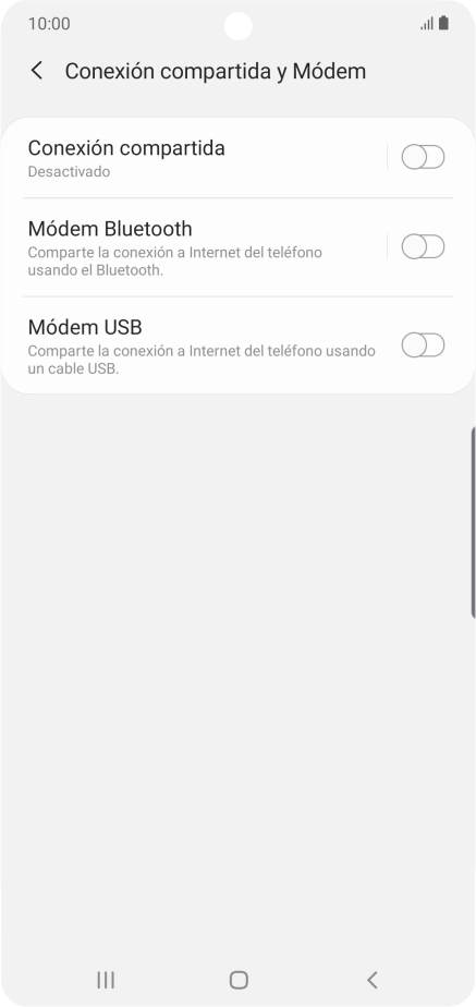Pulsa Conexión compartida. Pulsa Conexión compartida.